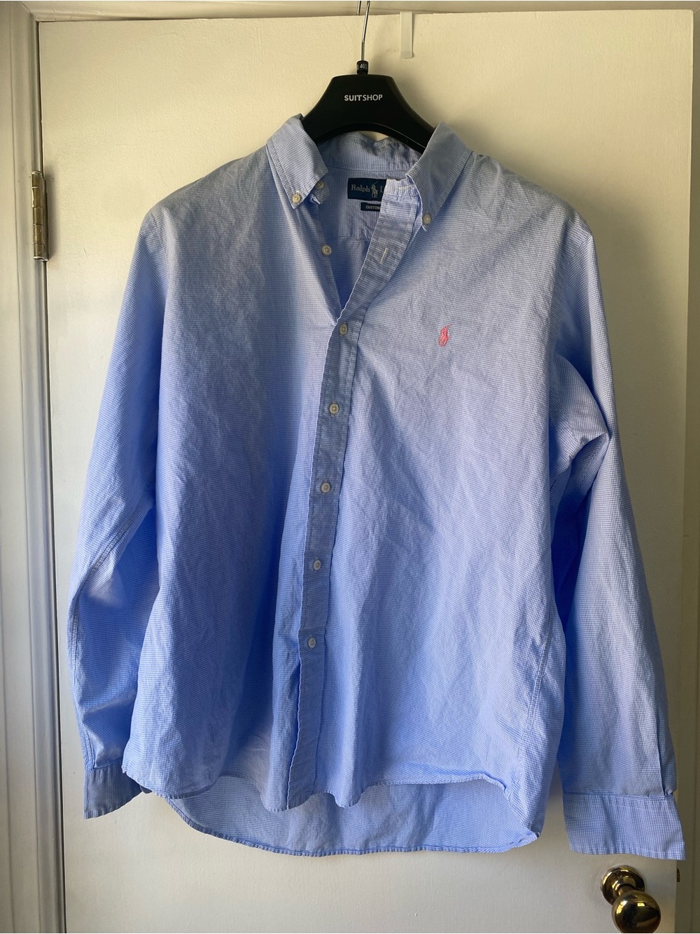 Ralph Lauren Light Blue Button-Down Oxford Shirt with Pink Pony